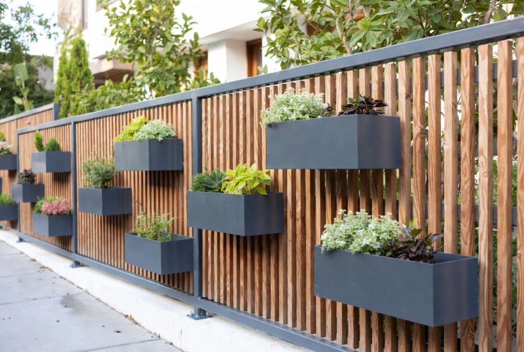 10. Fence with Integrated Planters