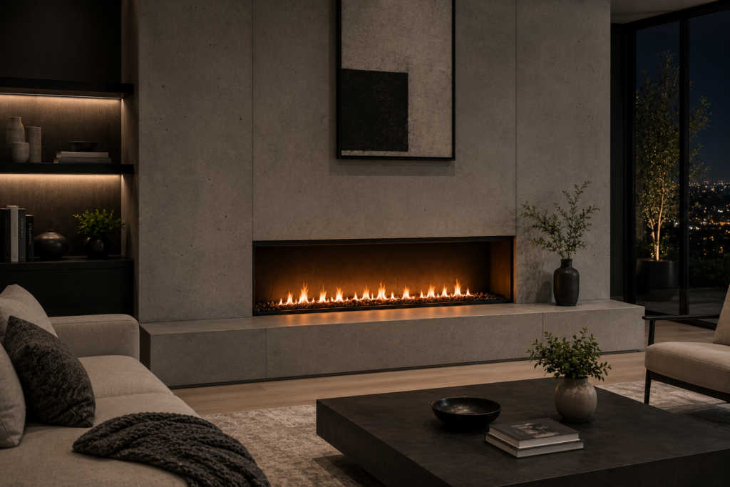 10. Minimalist Concrete Fireplace