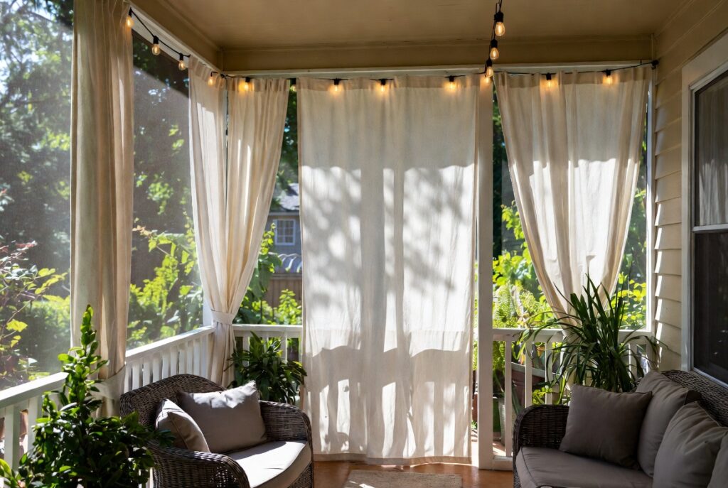 11. Hang Curtains Along the Screen Panels