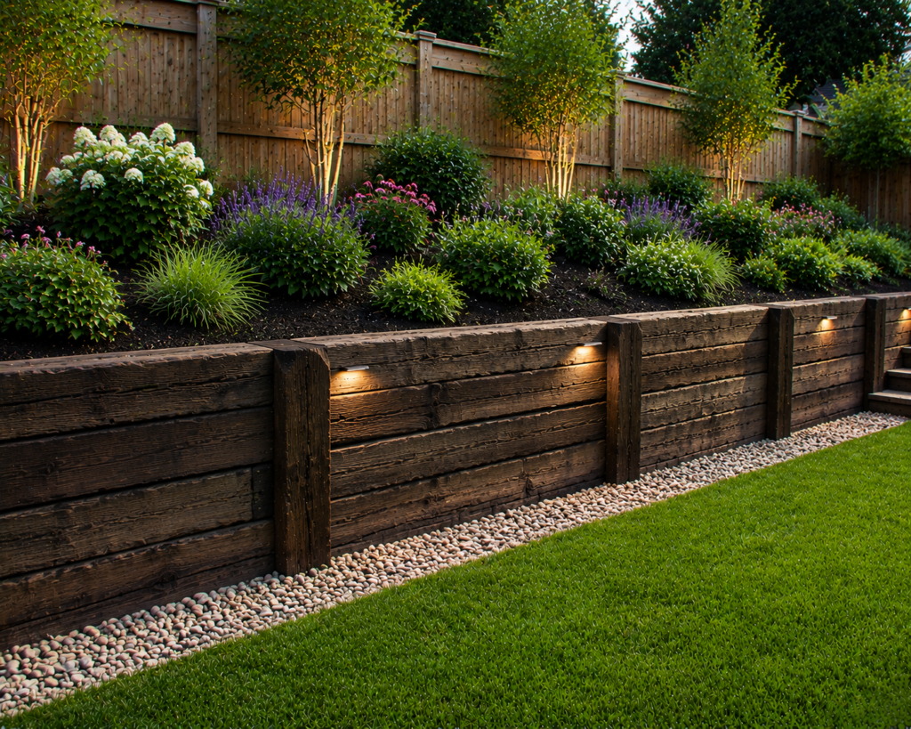11. Railroad Tie Retaining Wall