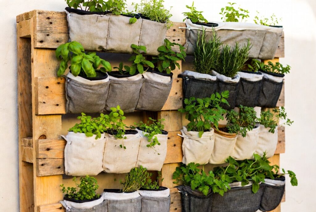 12. Build a Pallet Wall Herb Garden
