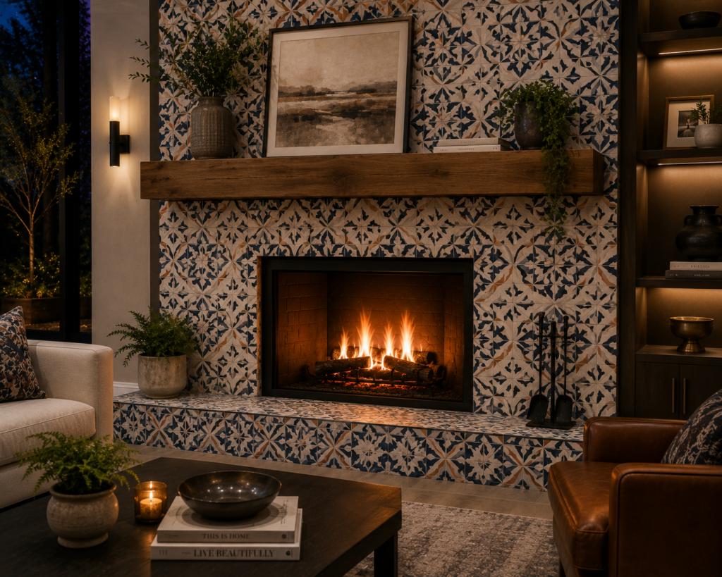 12. Tiled Statement Fireplace
