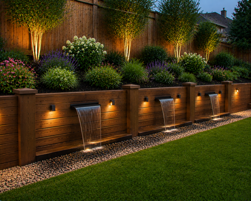 12. Wood Wall with Water Feature