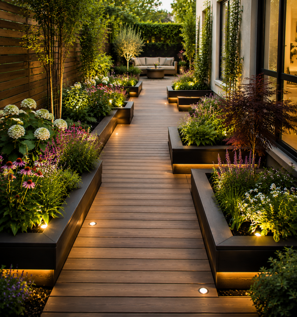 13. Walkway with Integrated Planters