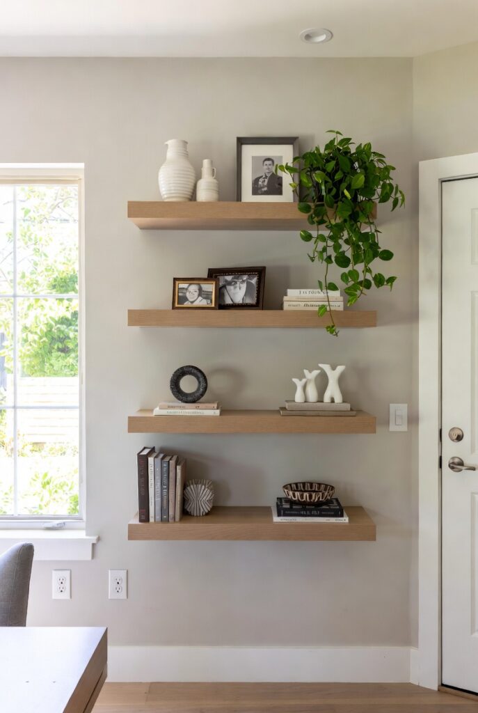 16. Install Floating Shelves for Display