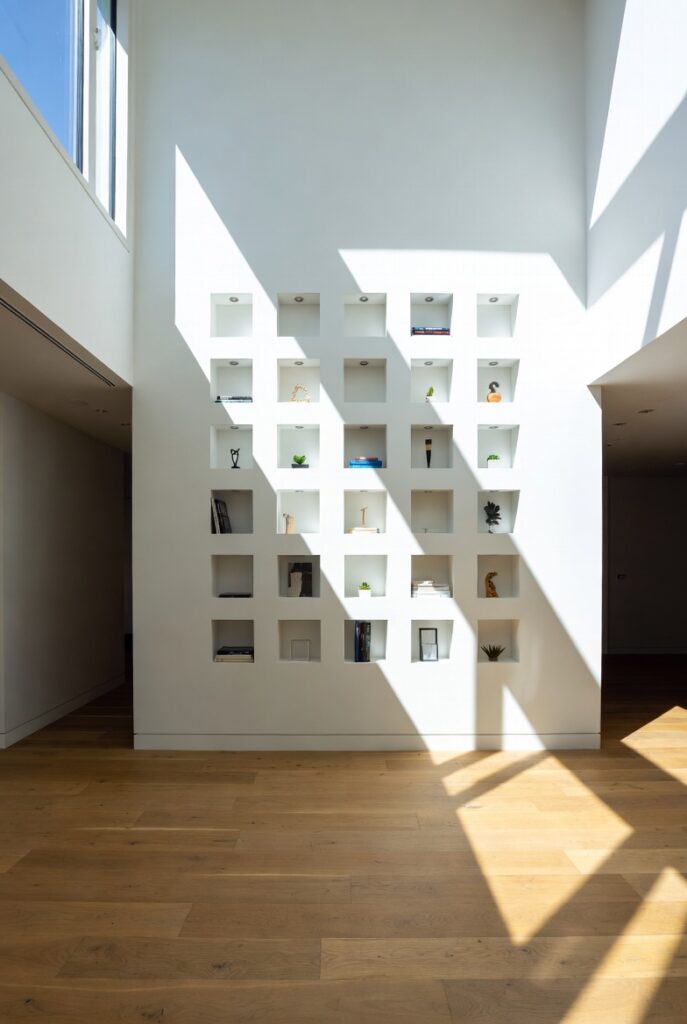 16. Minimalist Grid Niche Wall
