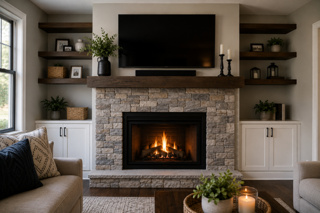 17. Fireplace with TV Above