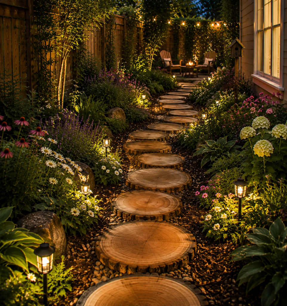 17. Wood Slice Stepping Stone Path