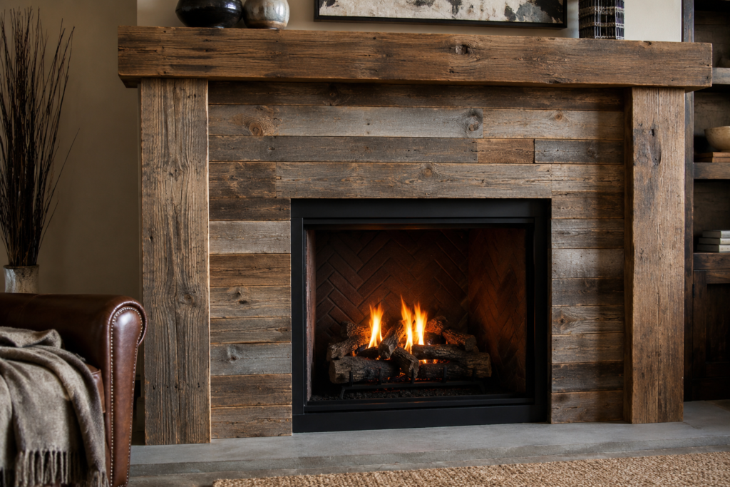 18. Reclaimed Wood Fireplace Surround