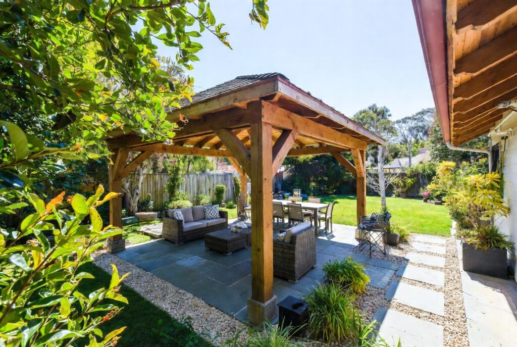 19. Use a Pergola to Define Zones in a Large Yard