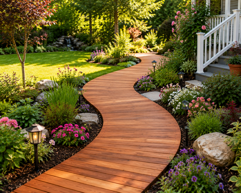 2. Curved Winding Garden Path