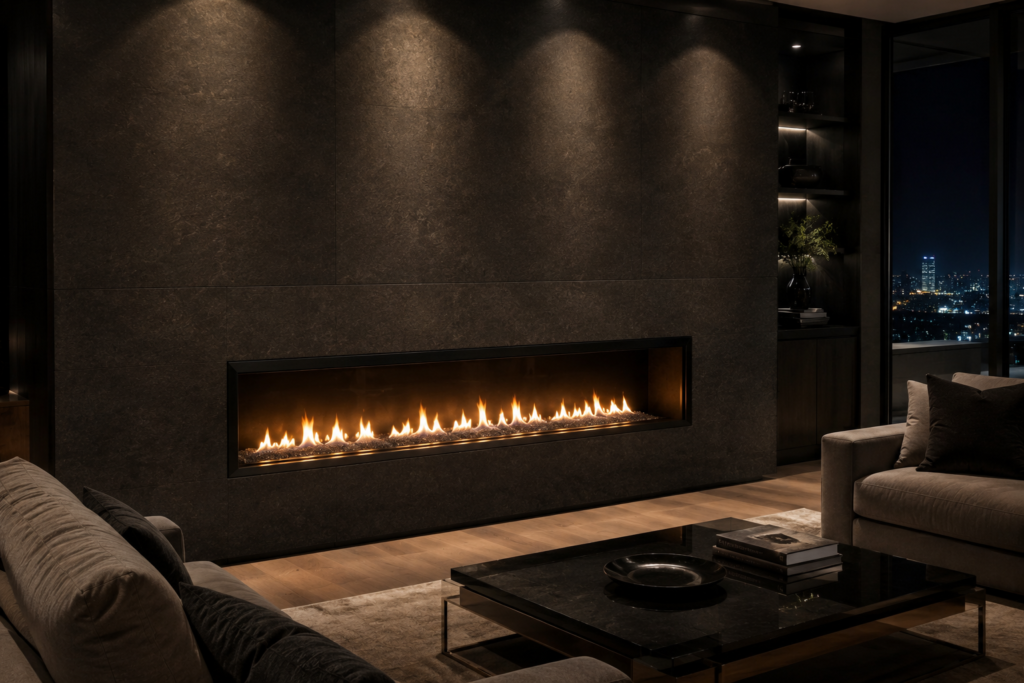 2. Sleek Linear Gas Fireplace
