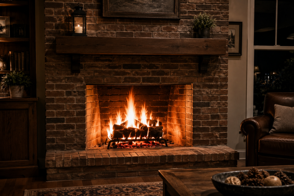 3. Classic Brick Fireplace