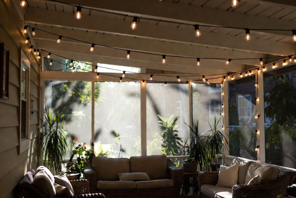 3. Hang String Lights for Warm Evening Glow
