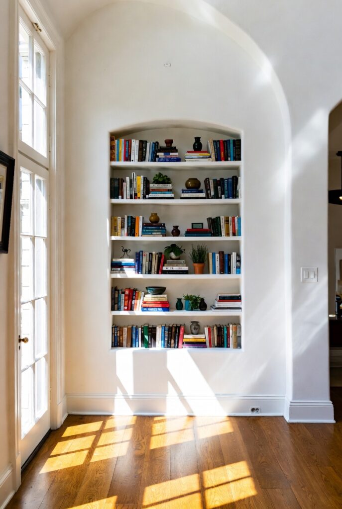 3. Recessed Bookshelf Niche