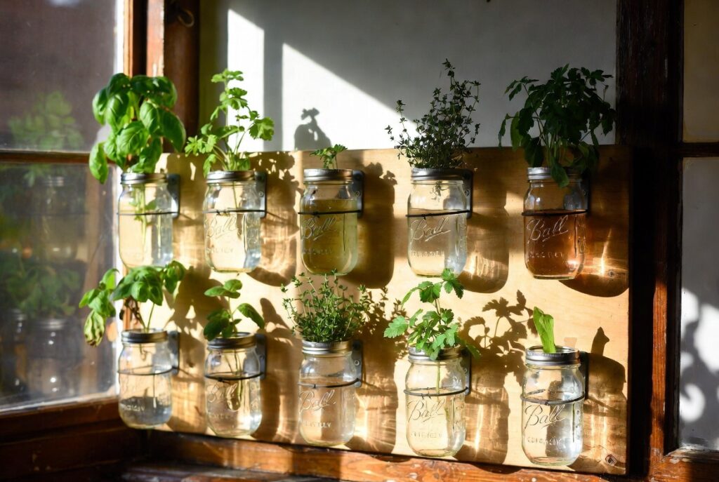 3. Use Mason Jars as Herb Pots