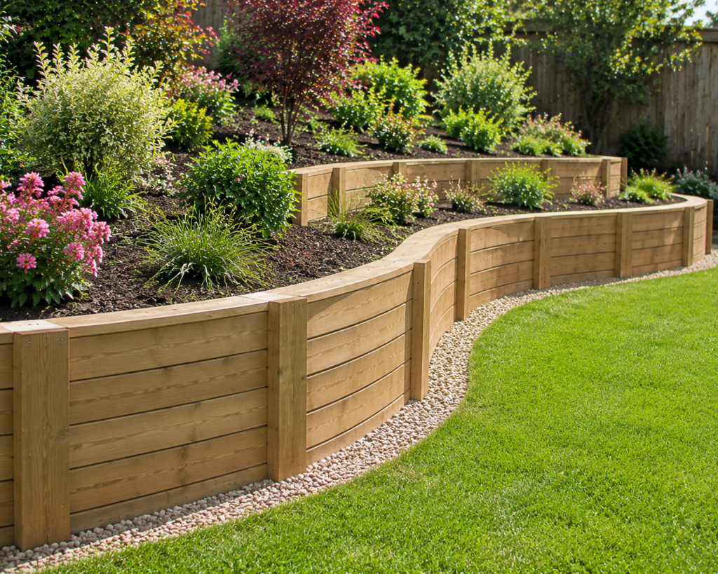 4. Curved Serpentine Wood Wall