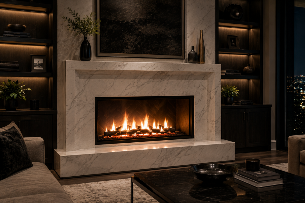 5. Marble Surround Fireplace