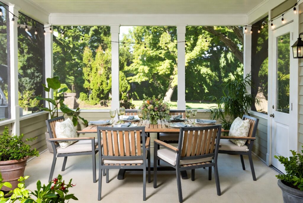 7. Create a Screened Porch Dining Area