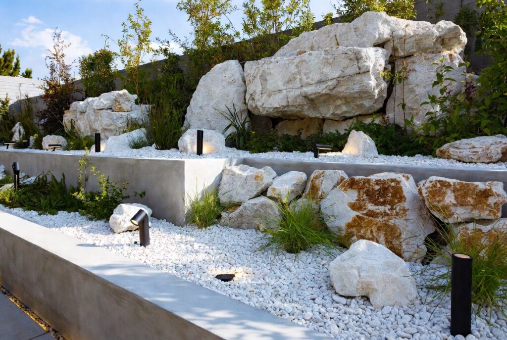 9. Add Lighting to White Rock Beds