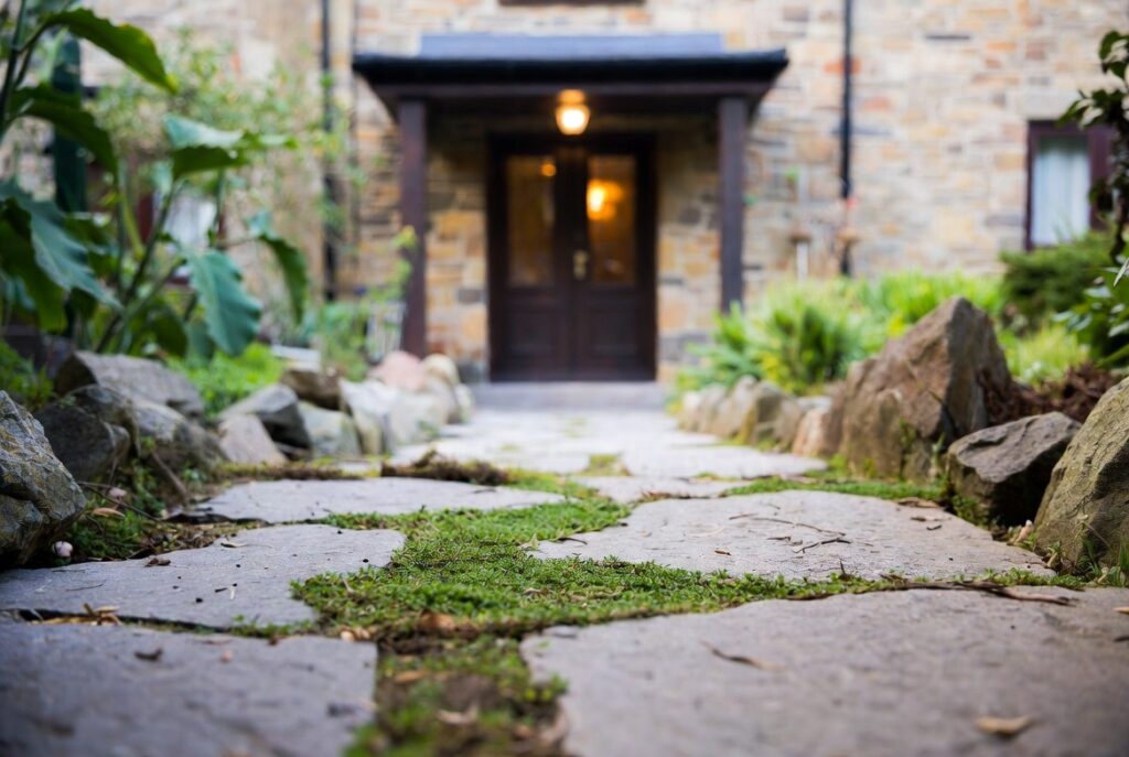 flagstone walkway landscaping ideas front yard path stone garden design curb appeal