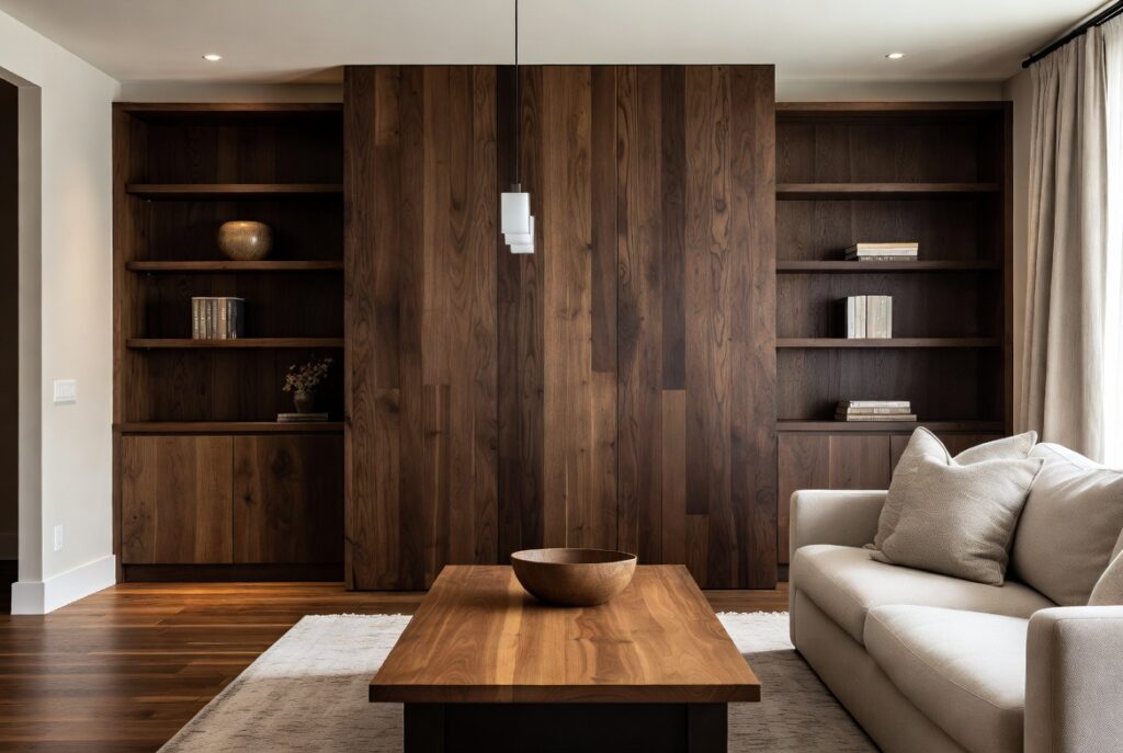 <img data-src="dark-wood-warmth-living-room.jpg" alt="How dark wood adds the warmth beige never could - Stunning interior design transformation using rich dark wood tones to create cozy warmth that neutral beige cannot achieve. Beautiful living room with dark walnut wood floors, wooden accent wall, dark wood coffee table and shelving adding depth richness and natural warmth against soft neutral walls. How dark wood elements bring soul character and inviting atmosphere to modern spaces. Interior design tips showing why dark wood outperforms beige for creating cozy warm and expensive looking homes.">
