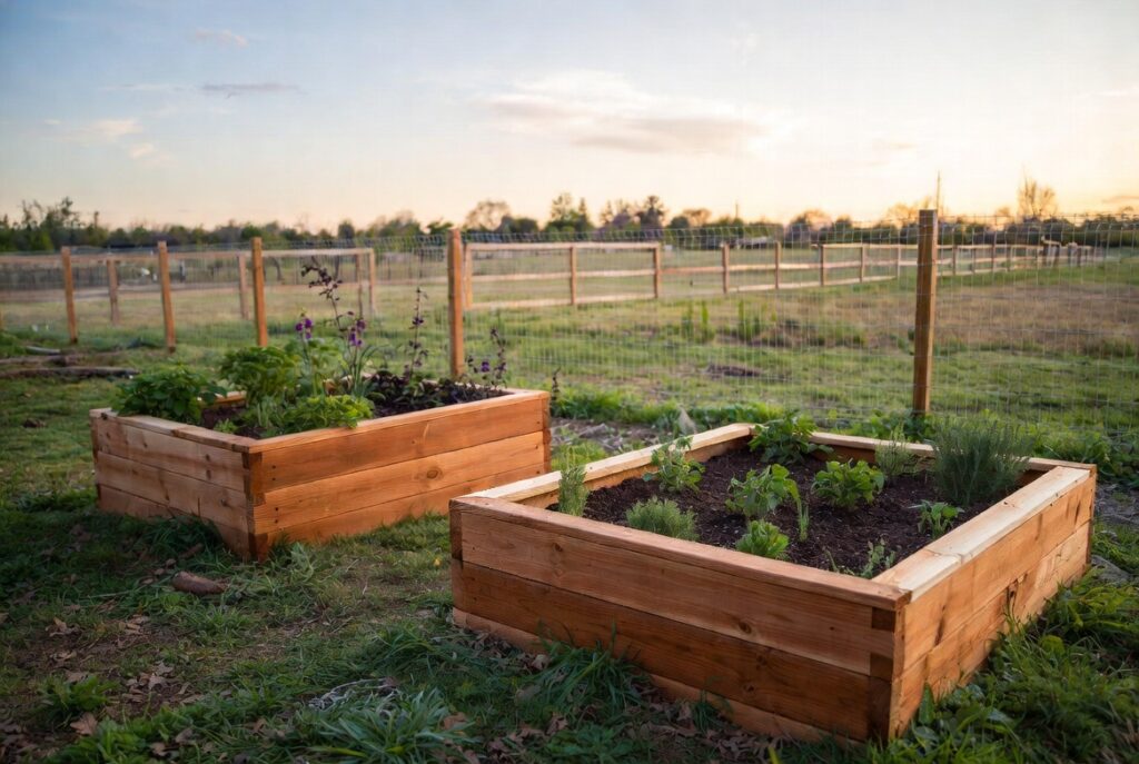 raised bed landscaping ideas cedar garden beds flat yard structure planting design