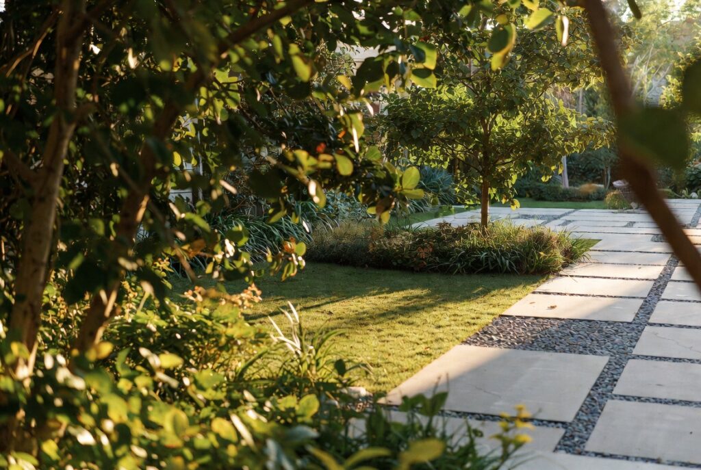 modern yard hardscape planting balance stone path landscaping design ideas