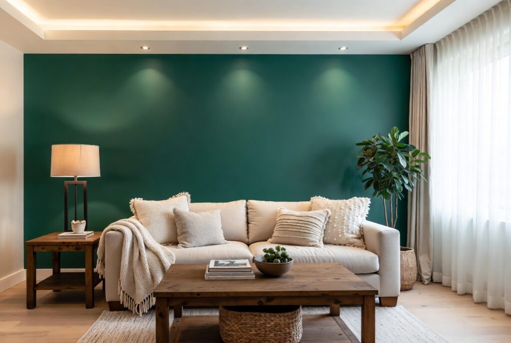 <img data-src="bold-wall-color-living-room.jpg" alt="The bold wall color most people are too scared to try - Dramatic interior design inspiration featuring deep emerald green, rich navy blue or warm terracotta accent wall that transforms a living room from boring to stunning. Beautiful modern living room with one bold statement wall paired with neutral furniture creating confident sophisticated drama and personality. How to use bold wall colors successfully without overwhelming the space. Courageous color ideas that make rooms feel expensive, unique and full of character.">