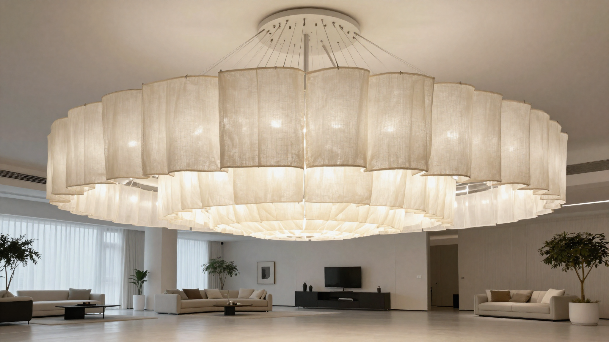 living room lighting ideas oversized fabric chandelier