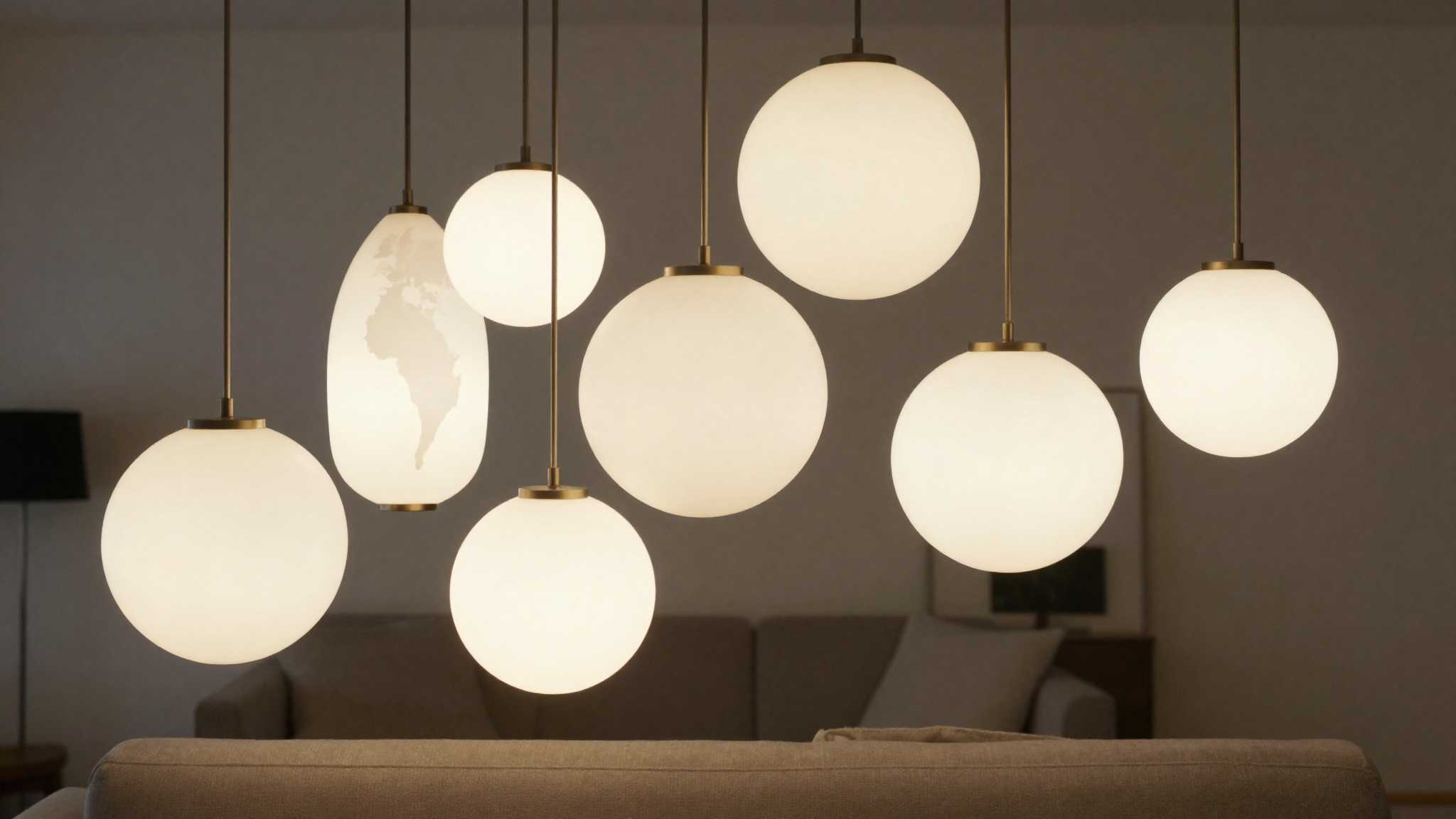 living room lighting ideas globe pendants grouped varying heights