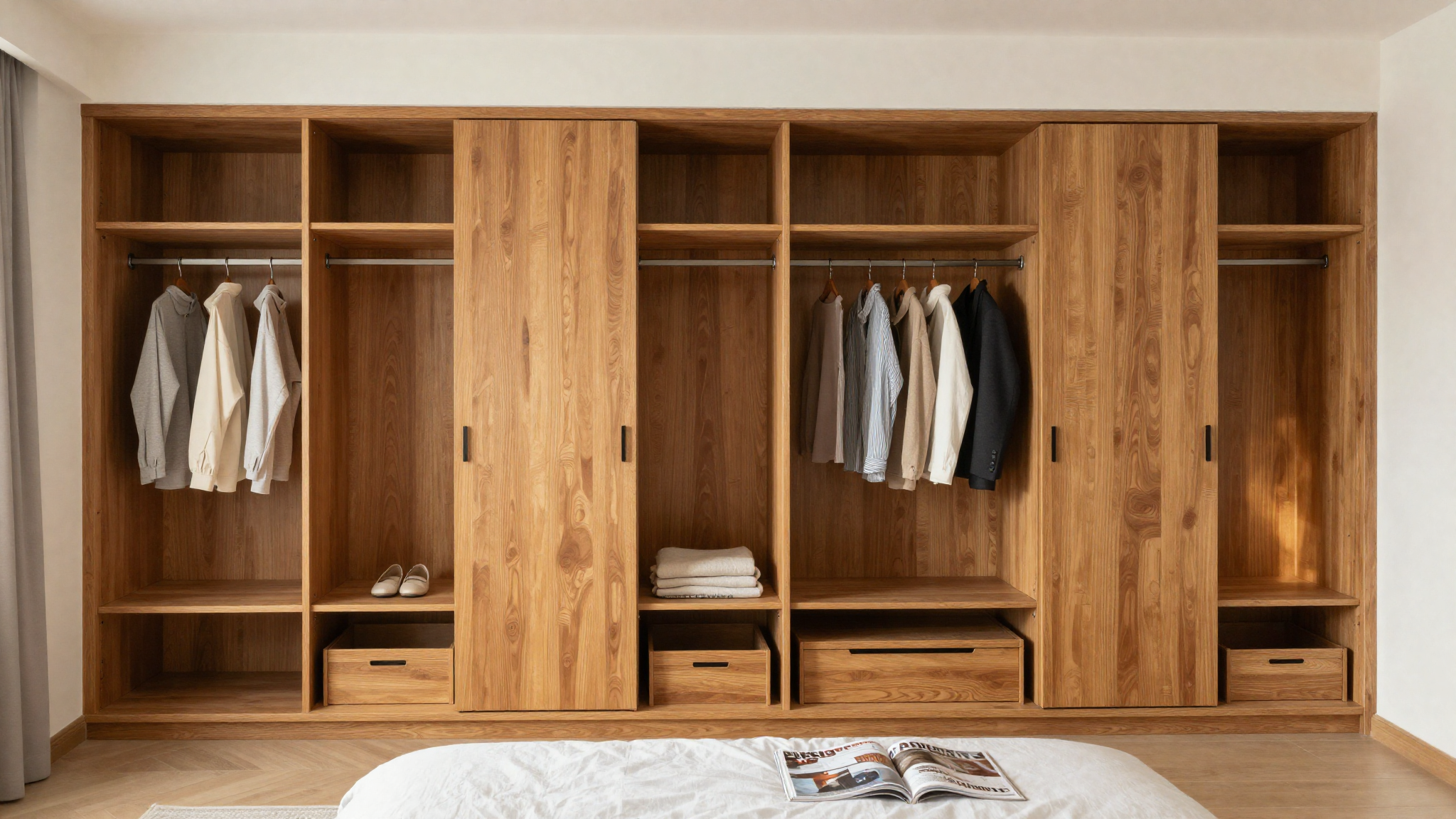 bedroom storage ideas symmetrical built-in wardrobes