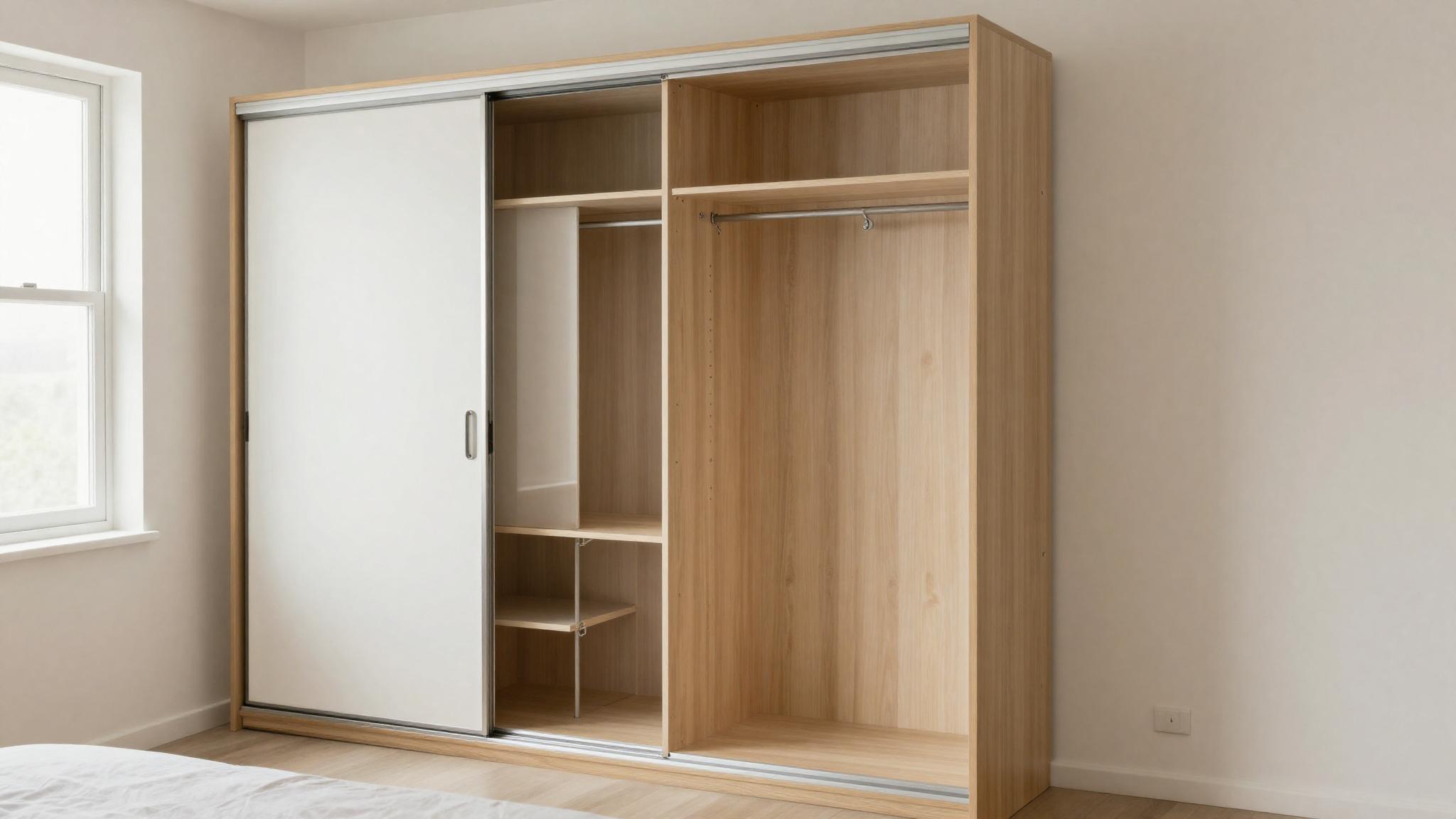 bedroom storage ideas sliding door wardrobe space saving
