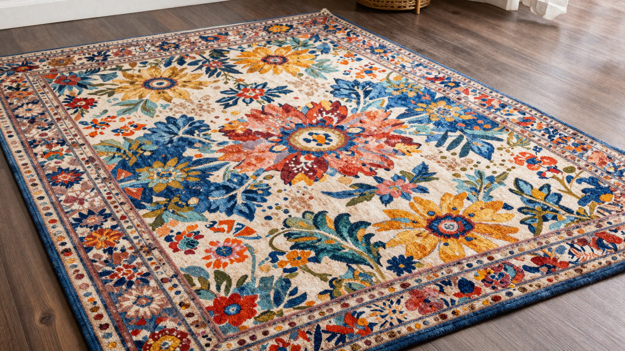 living room rug ideas bold floral pattern rich colors