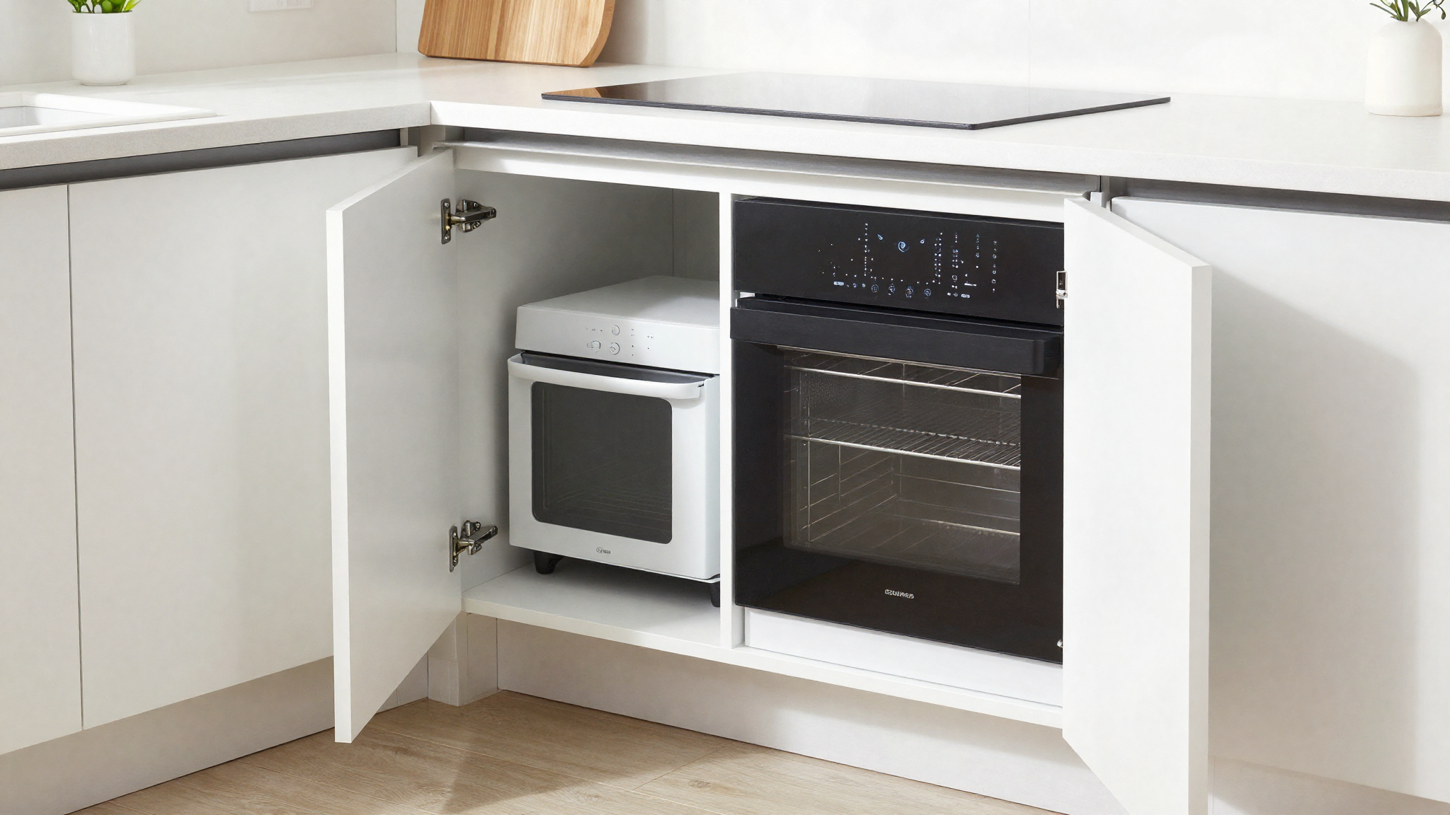 tailored appliance garage cabinet concealing small appliances