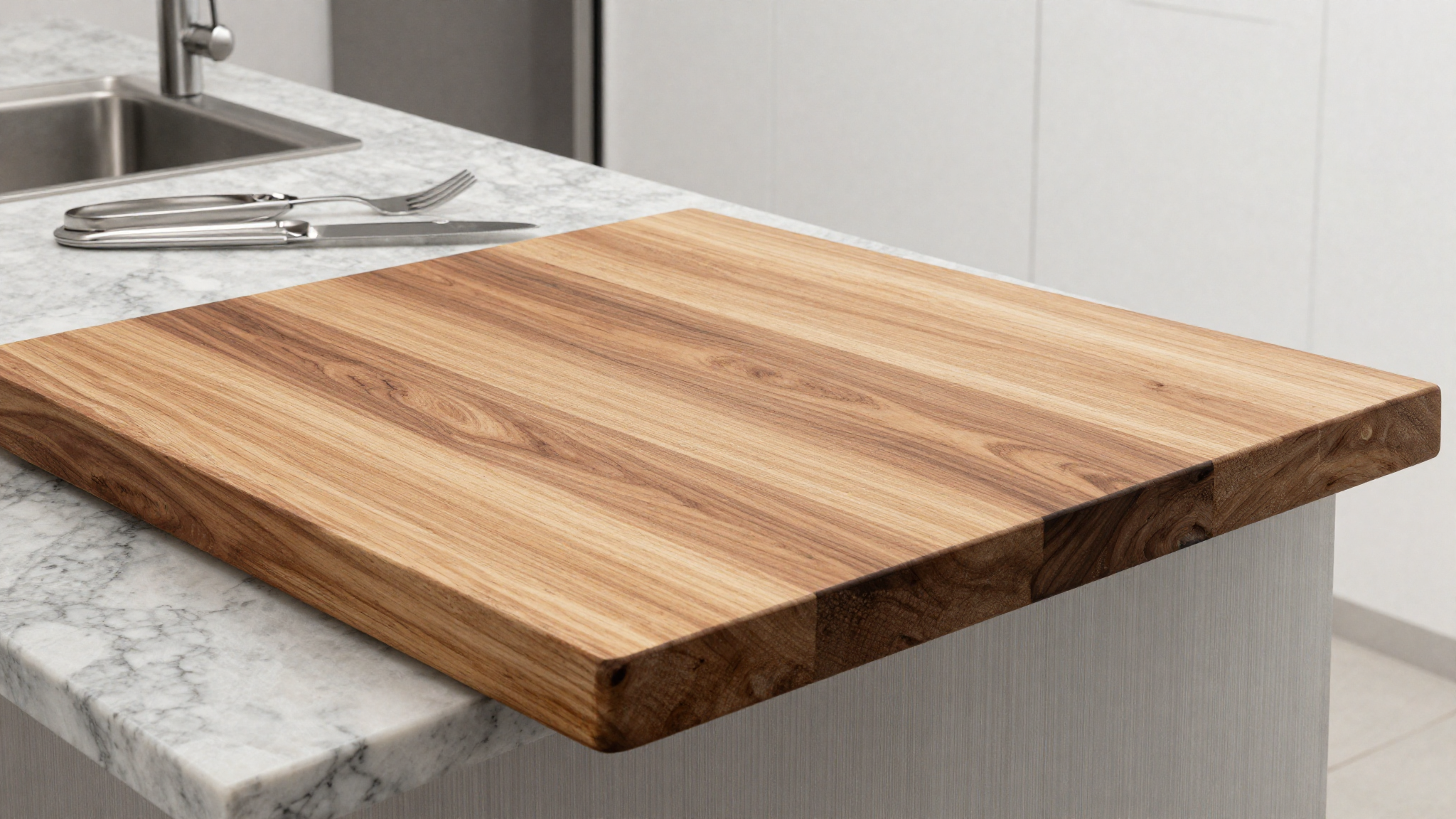 kitchen island butcher block chopping station quartzite counter
