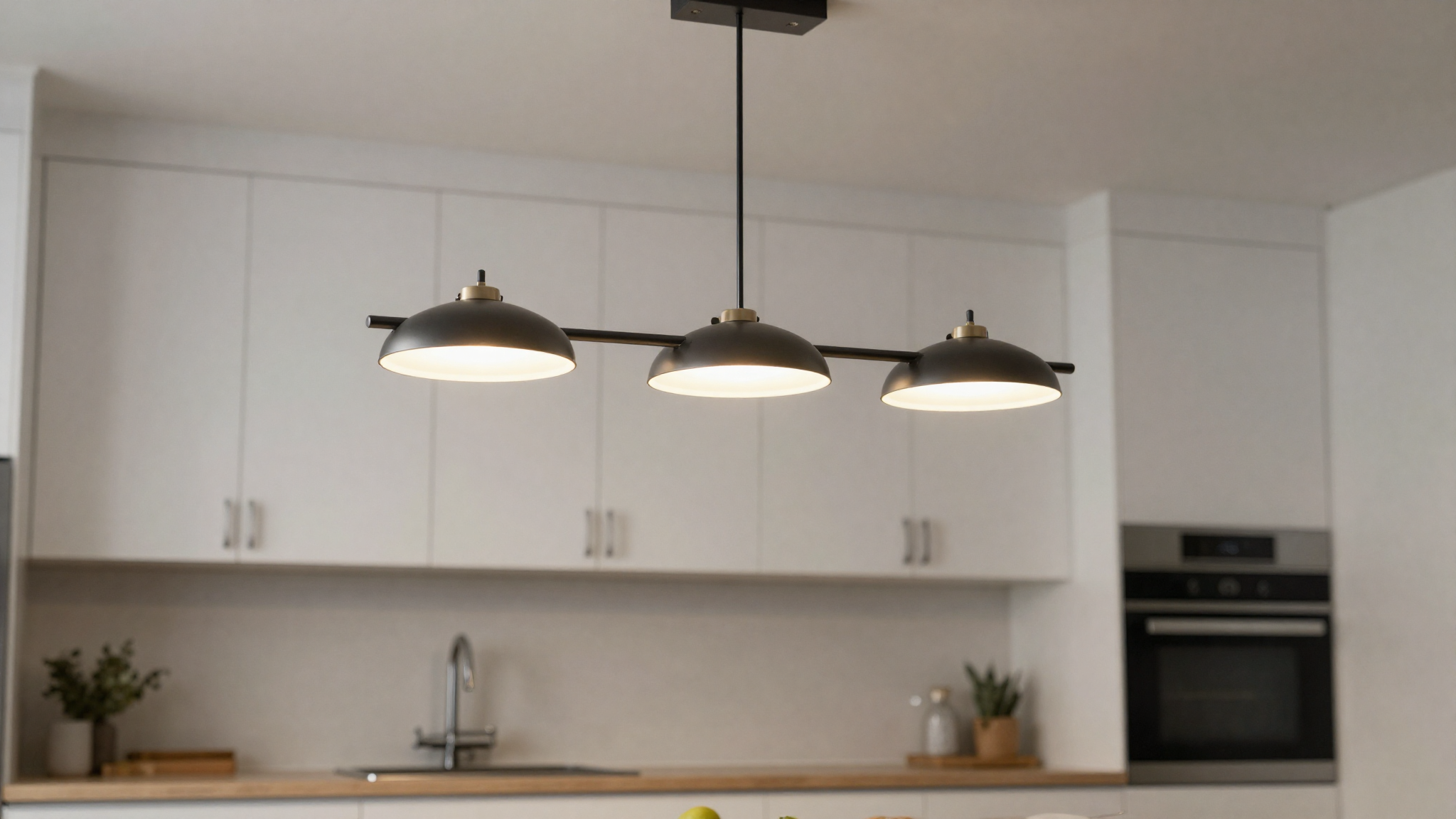new cabinet hardware and pendant lighting fixture upgrade