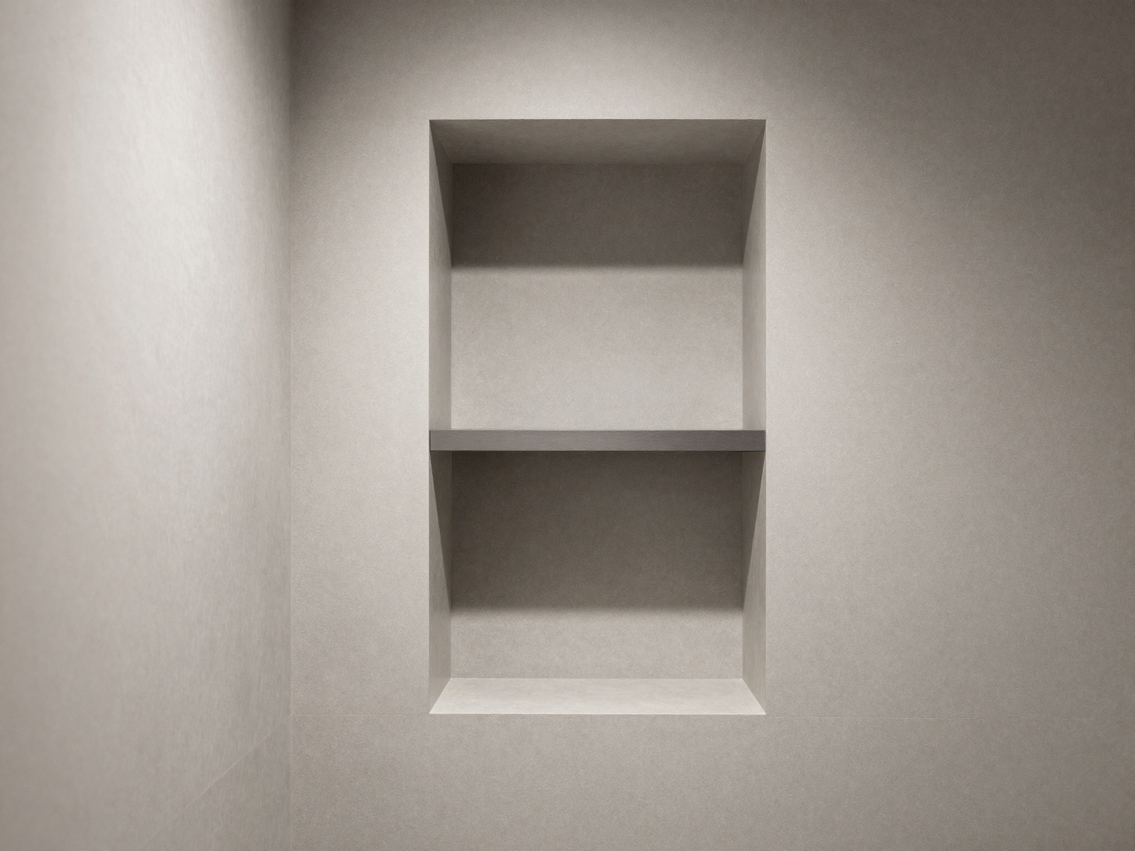 Bathroom shower with built-in recessed storage niche