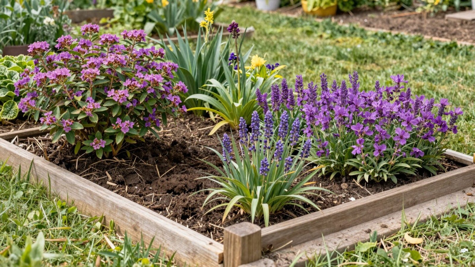 Garden bed being cleared of invasive butterfly bush and purple loosestrife for native alternatives