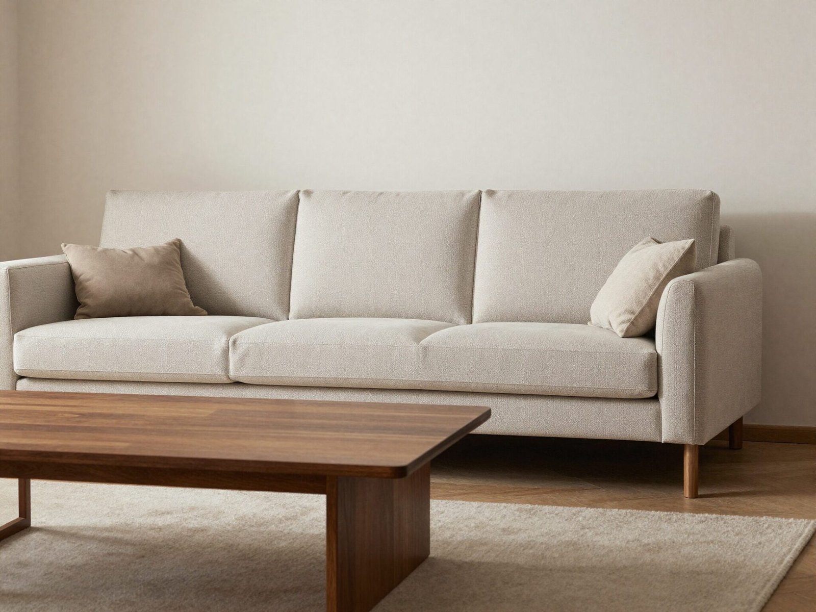 Sofa with a coffee table positioned a measured distance in front of it