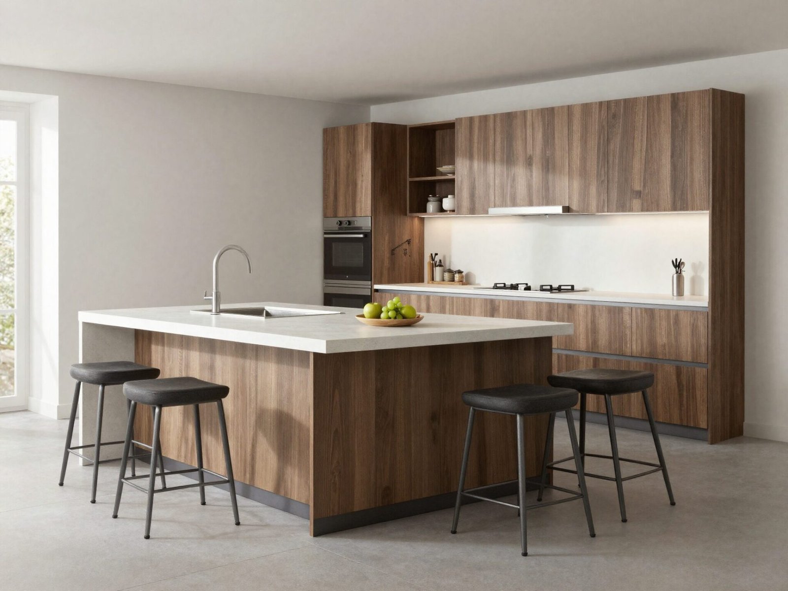 Kitchen island with two different counter height levels