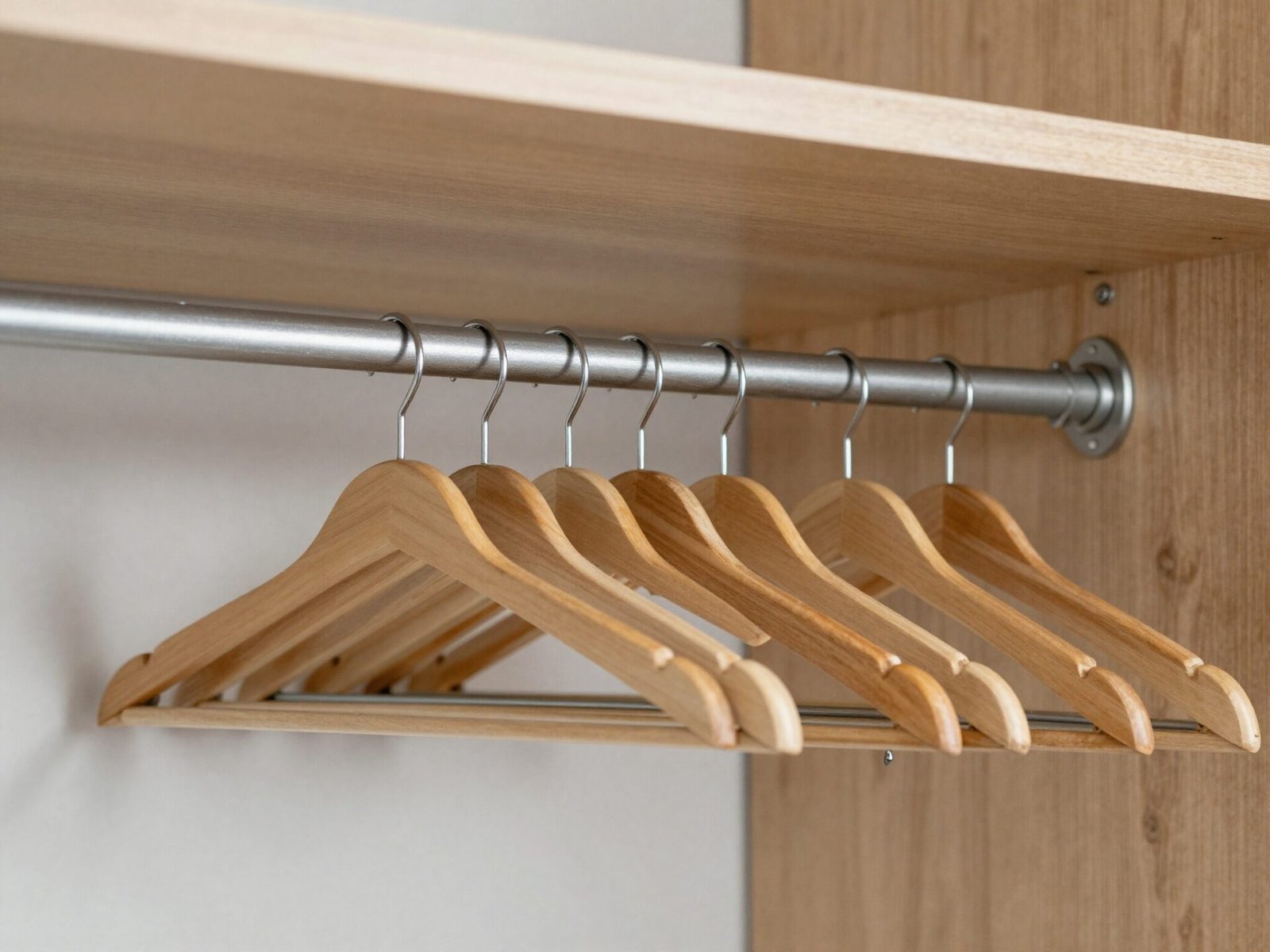 Two inch clearance gap between a closet rod and the wood shelf mounted above it