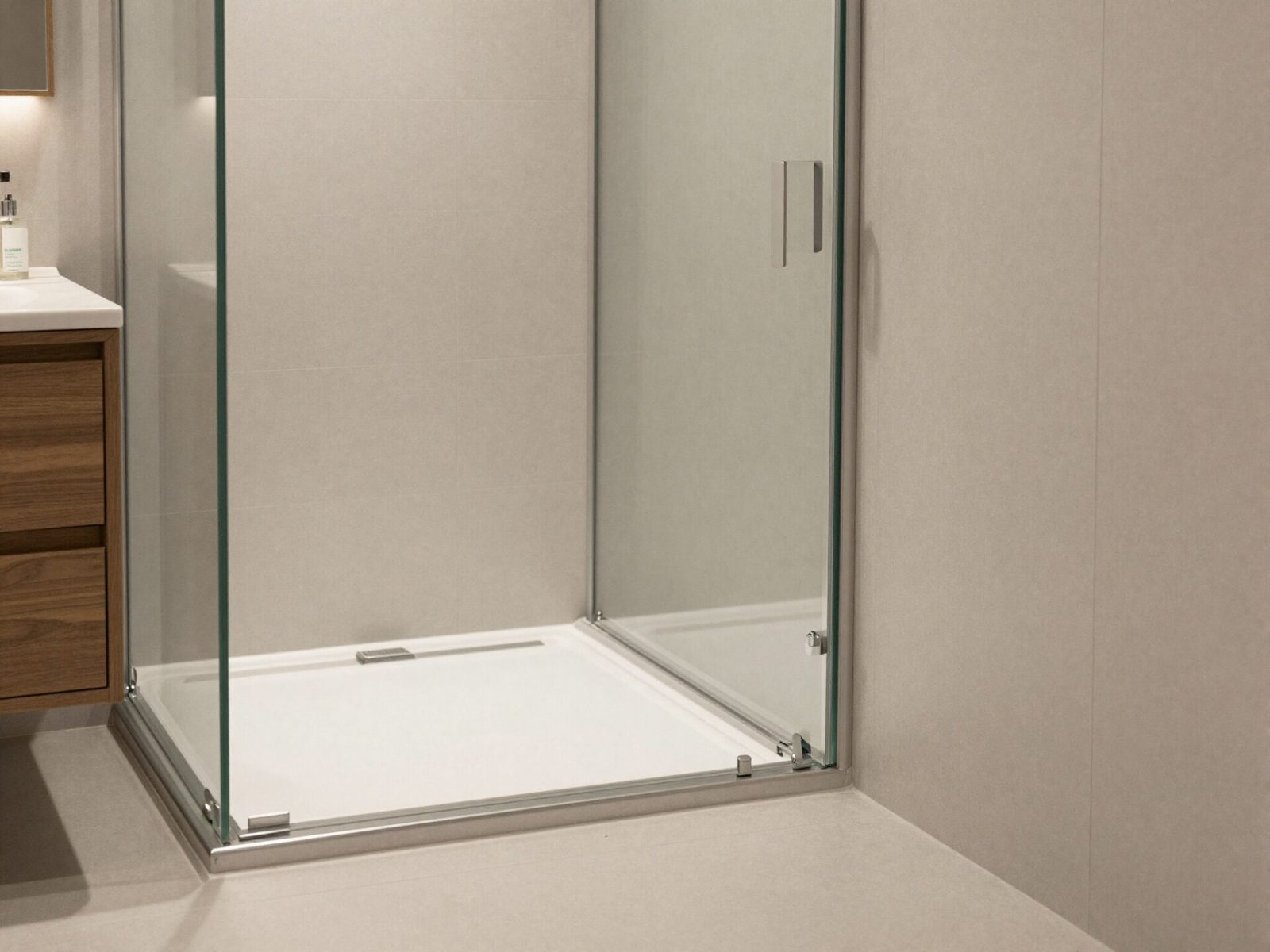 Bathroom shower entrance with clear open floor space in front