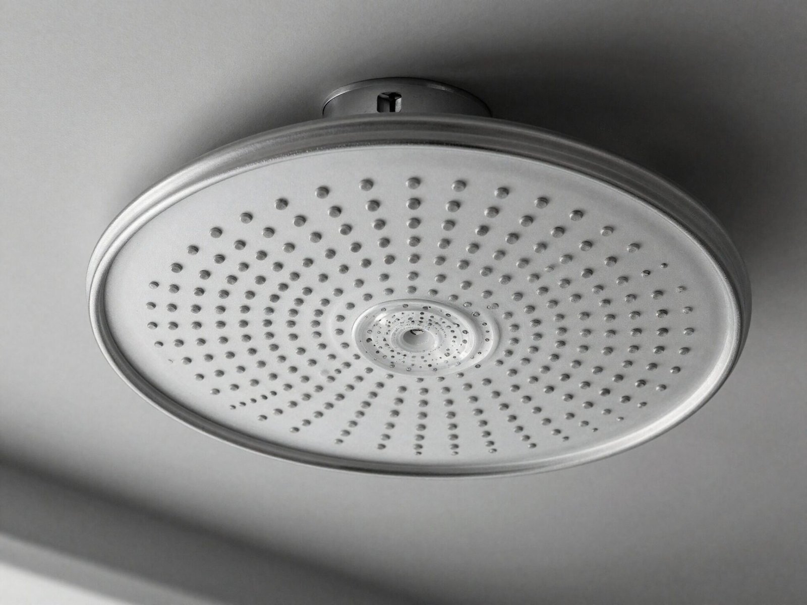 Large ceiling-mounted rain showerhead fixture