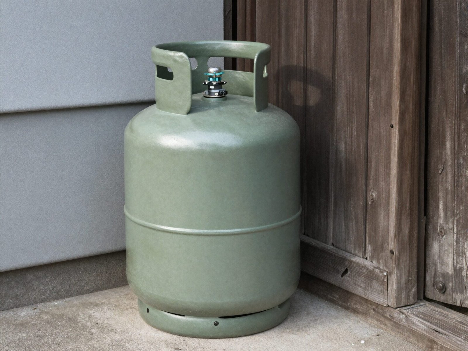 Propane tank stored in a ventilated outdoor area away from the house