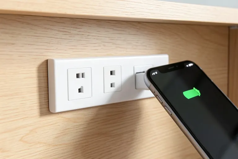 Under‑cabinet outlet strip with USB ports