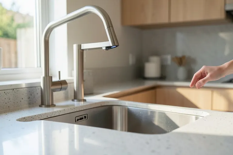 Touchless faucet with digital temperature display