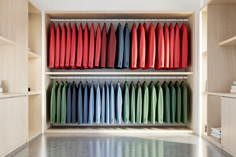 A pegboard mounted above a closet rod with hats and scarves hanging from hooks.