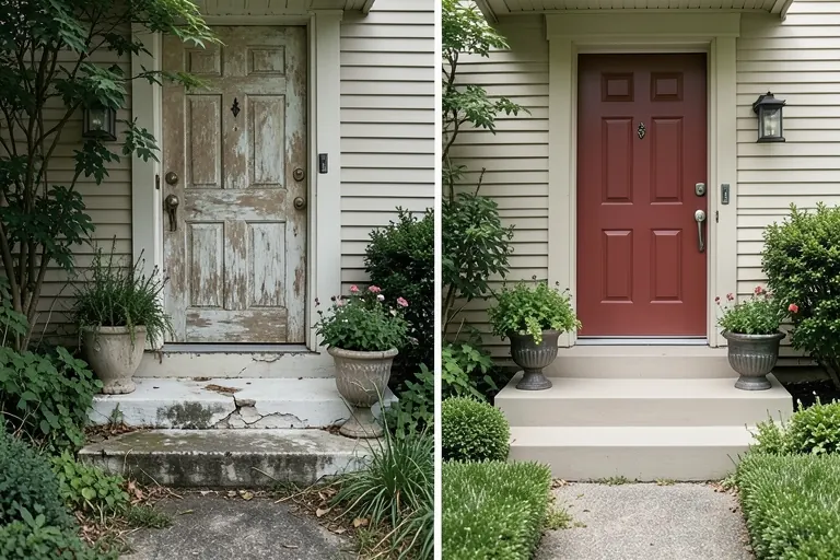 Clean and uncluttered front entry with focused curb appeal details