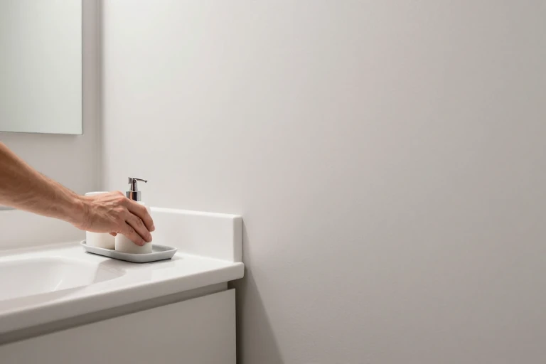 Washable bathroom accessories selected for easy daily cleaning
